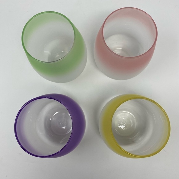 Set of 4 Frosted Color Stemless Wine Glasses - Picture 2 of 7